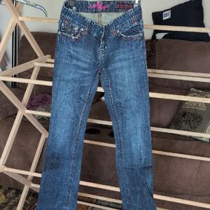Blue Boot Cut Jeans with Classic Indigo Wash